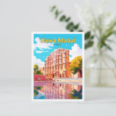 Hawa Mahal India Reizen  Illustratie Briefkaart (Staand voorkant)