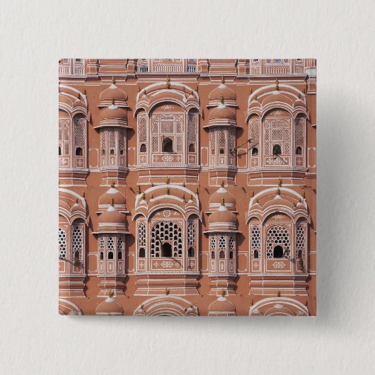Hawa Mahal (Paleis van de Wind), Jaipur Vierkante Button 5,1 Cm (Voorkant)