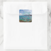 Hawaï eilanden en Oahu Turtle Vierkante Sticker (Tas)