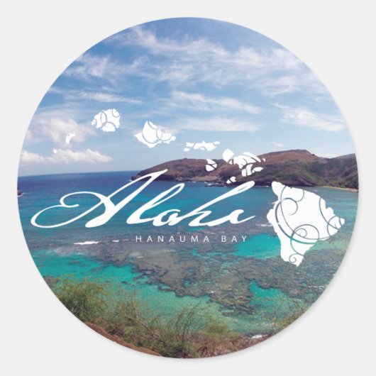 Hawaï en Hanauma Bay Ronde Sticker (Voorkant)