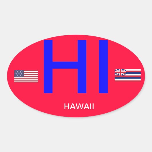 Hawaï* Euro-stijl ovale Bumpersticker Ovale Sticker (Voorkant)