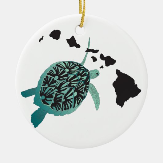 Hawaï groene Zee Turtle en Hawaii Keramisch Ornament (Voorkant)