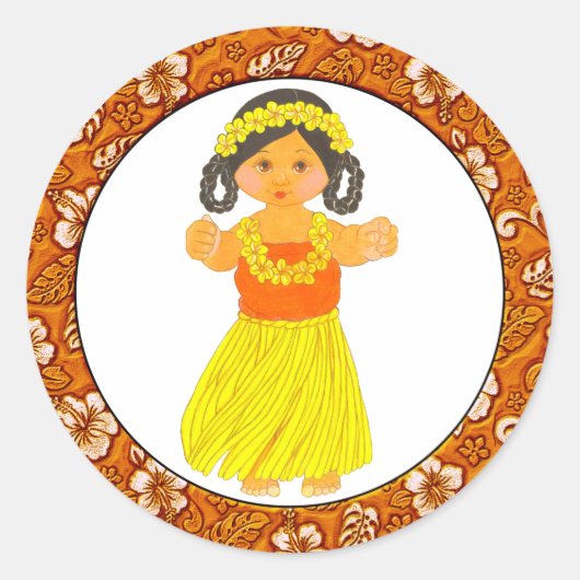 Hawaï ~ Hawaïaanse Meisje Stickers (Voorkant)