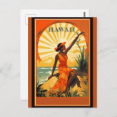  Hawaï Hawaii Hawaiian Woman Beach Reizen Briefkaart (Voorkant / Achterkant)