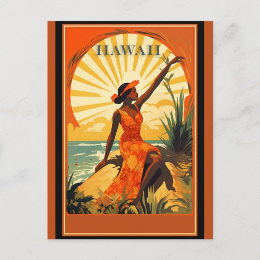  Hawaï Hawaii Hawaiian Woman Beach Reizen Briefkaart (Voorkant)