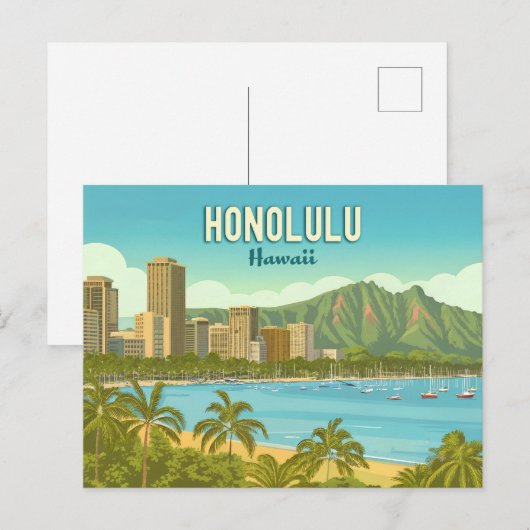  Hawaï, Honolulu Hanauma Bay Beach Briefkaart (Voorkant / Achterkant)