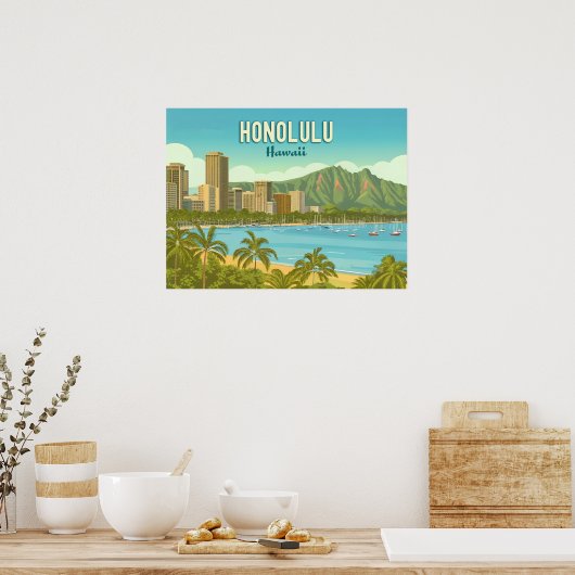  Hawaï, Honolulu Hanauma Bay Beach Poster (Keuken)