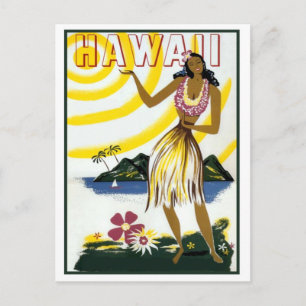 Hawaï, hula-meisje, eiland, vintage reisansichtkaa briefkaart