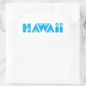 Hawaï in blauwe bloemen ovale sticker (Tas)