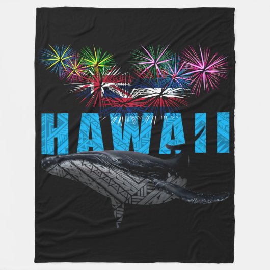HAWAÏ NYE POLYNESISCHE TRIBAL BULTRUG VUURWERK FLEECE DEKEN (Voorkant)