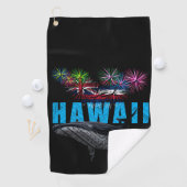 HAWAÏ NYE POLYNESISCHE TRIBAL BULTRUG VUURWERK GOLFHANDDOEK (Insitu)