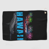 HAWAÏ NYE POLYNESISCHE TRIBAL BULTRUG VUURWERK GOLFHANDDOEK (Horizontaal)