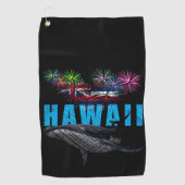 HAWAÏ NYE POLYNESISCHE TRIBAL BULTRUG VUURWERK GOLFHANDDOEK (Voorkant)