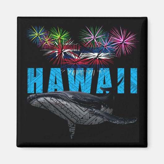 HAWAÏ NYE POLYNESISCHE TRIBAL BULTRUG VUURWERK MAGNEET (Voorkant)
