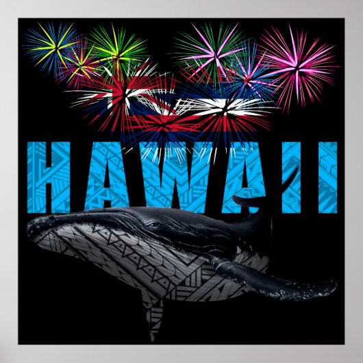 HAWAÏ NYE POLYNESISCHE TRIBAL BULTRUG VUURWERK POSTER (Voorkant)