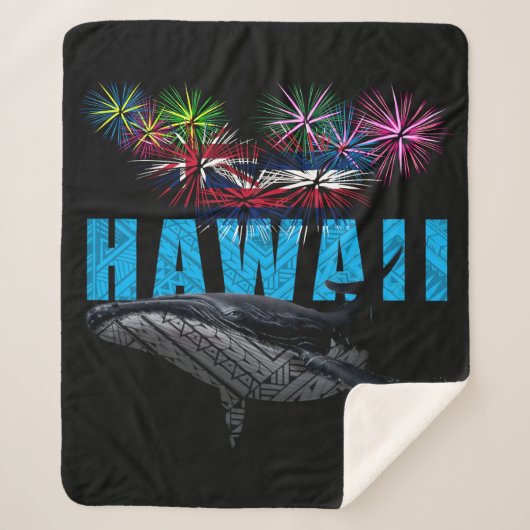HAWAÏ NYE POLYNESISCHE TRIBAL BULTRUG VUURWERK SHERPA DEKEN (Voorkant)