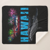 HAWAÏ NYE POLYNESISCHE TRIBAL BULTRUG VUURWERK SHERPA DEKEN (Voorkant (horizontaal))