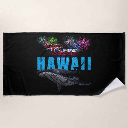 HAWAÏ NYE POLYNESISCHE TRIBAL BULTRUG VUURWERK STRANDLAKEN (Voorkant)