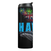 HAWAÏ NYE POLYNESISCHE TRIBAL BULTRUG VUURWERK THERMOSBEKER (Gedraaid links)