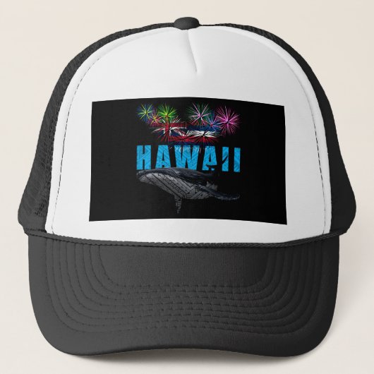 HAWAÏ NYE POLYNESISCHE TRIBAL BULTRUG VUURWERK TRUCKER PET (Voorkant)