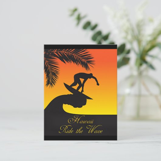 Hawaï, Ride the Wave, Briefkaart (Staand voorkant)