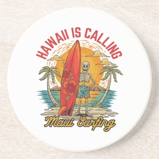 Hawaï roept Maui surfers-eilandvibes Zandsteen Onderzetter (Voorkant)