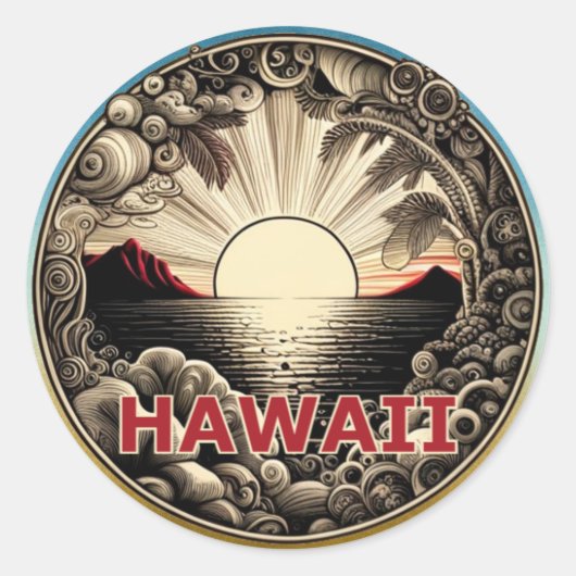 Hawaï  ronde sticker (Voorkant)