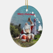 Hawaï, Santa Claus en Waikiki Keramisch Ornament (Rechts)