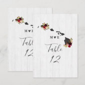 Hawaï Staat Bestemming Trouwtafel Nummers Kaart (Voorkant / Achterkant)