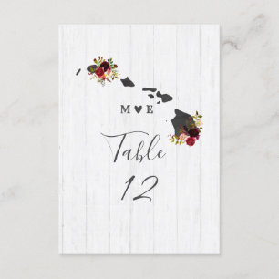 Hawaï Staat Bestemming Trouwtafel Nummers Kaart
