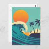  Hawaï Surfen Sunset & Waves Reizen Briefkaart (Voorkant / Achterkant)