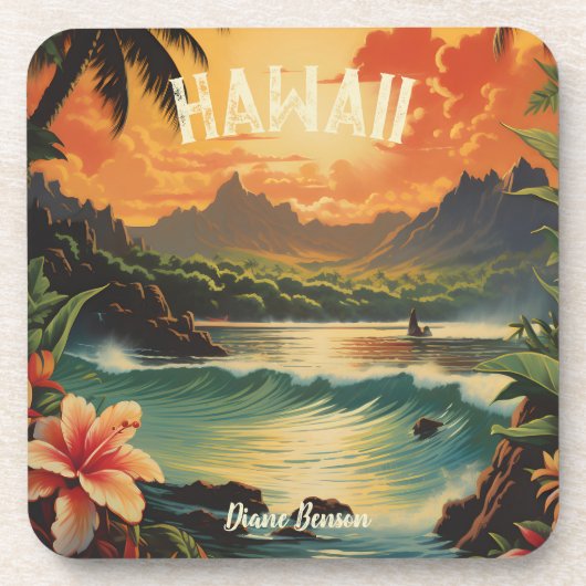  Hawaï Tropical Beach Travel Bier Onderzetter (Voorkant)