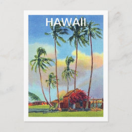 Hawaï, tropisch eiland, oud huisje met palmbomen briefkaart
