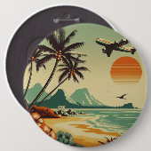  Hawaï/Tropisch Ronde Button 6,0 Cm (Voorkant /achterkant)