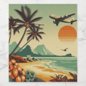 Hawaï/Tropisch Wijn Etiket (Enkel label)