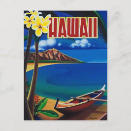 Hawaï, tropische hemel, vissersboot aan de kust briefkaart