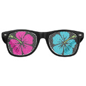 Hawaï Tropische Hibiscusbloem (Luau, poolfeest) Retro Zonnebril (Voorkant)