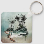 Hawaï tropische palmboom eiland sleutelhanger (Achterkant)