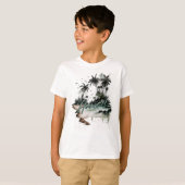 Hawaï tropische palmboom eiland t-shirt (Voorkant volledig)