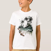 Hawaï tropische palmboom eiland t-shirt (Voorkant)