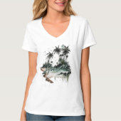 Hawaï tropische palmboom eiland t-shirt (Voorkant)