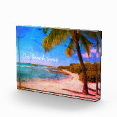  Hawaï tropische palmboom op strandtijd Fotoblokken (Rechts)