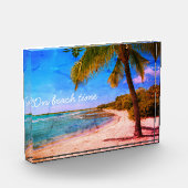  Hawaï tropische palmboom op strandtijd Fotoblokken (Links)