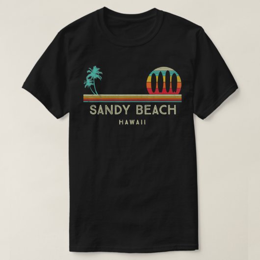 Hawaï Zandstrand Palmbomen Hawaïaans Surf T-shirt (Design voorkant)