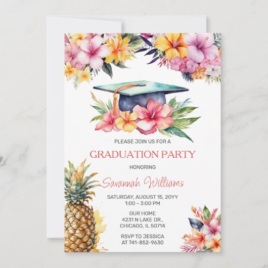 Hawaiaans Afstudeerfeest Kaart (Voorkant)