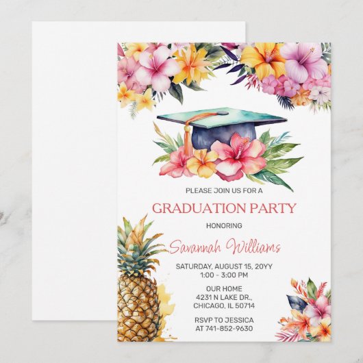 Hawaïaans Afstudeerfeest Verjaardag Kaart (Voorkant / Achterkant)