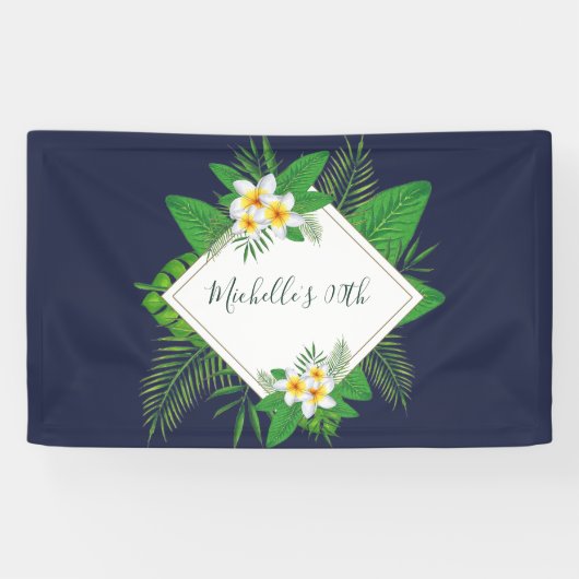 Hawaiaans Aloha Luau Verjaardagsfeestje Spandoek (Horizontaal)