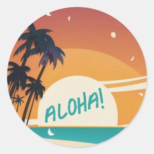 Hawaïaans/Aloha/Tropisch/strand Ronde Sticker (Voorkant)
