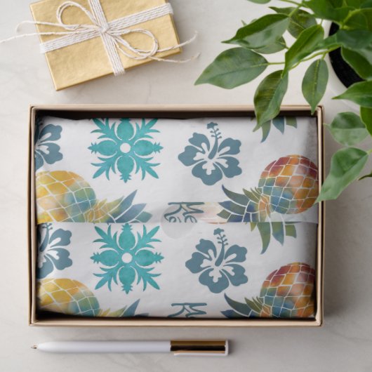 Hawaïaans ananas- en hibiscuspapier tissuepapier (Geschenk)