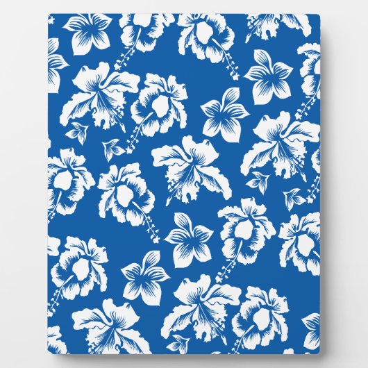 Hawaïaans blauwe bloempatroon fotoplaat (Voorkant)